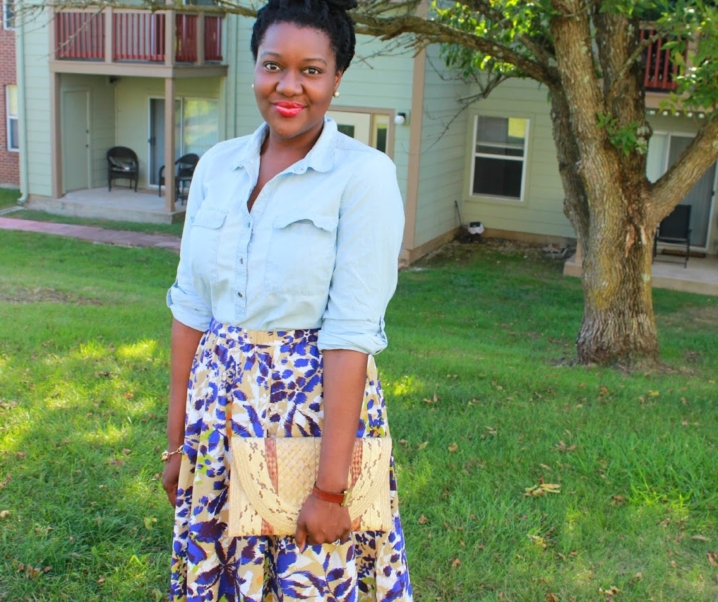 Vintage Skirt + Chambray Shirt