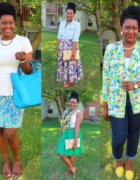 Windowpane Shirt + A Purple Printed Skirt