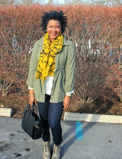 Winter Army Jacket + Statement Scarf