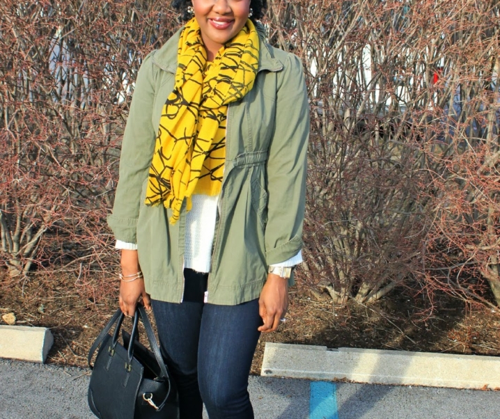 Winter Army Jacket + Statement Scarf