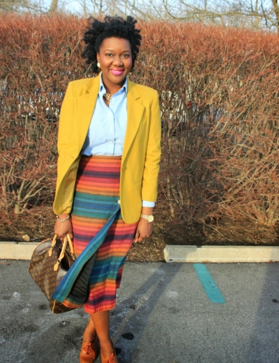 Vintage Striped Wrap Skirt