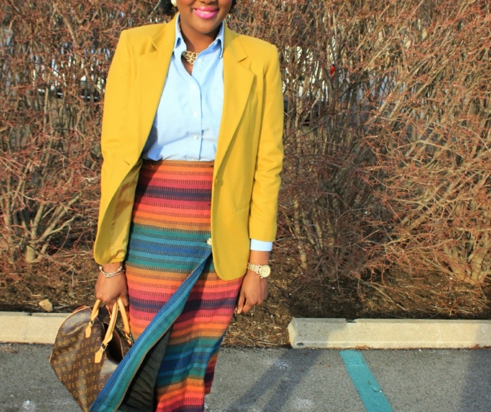Vintage Striped Wrap Skirt