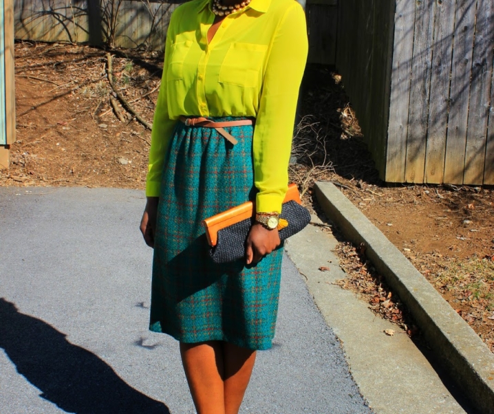 [Skirt Style Guide]: Green Tweed Skirt & Chartreuse!