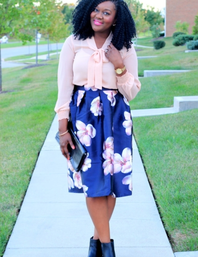 Floral Circle Skirt + Pussy Bow Blouse