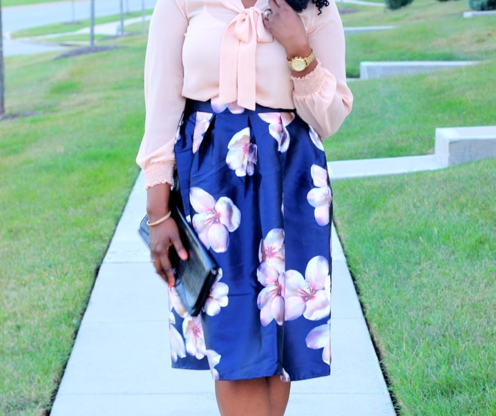 Floral Circle Skirt + Pussy Bow Blouse