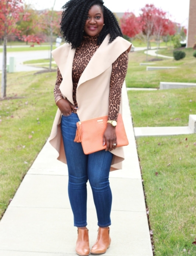 Leopard Turtleneck + Long Vest