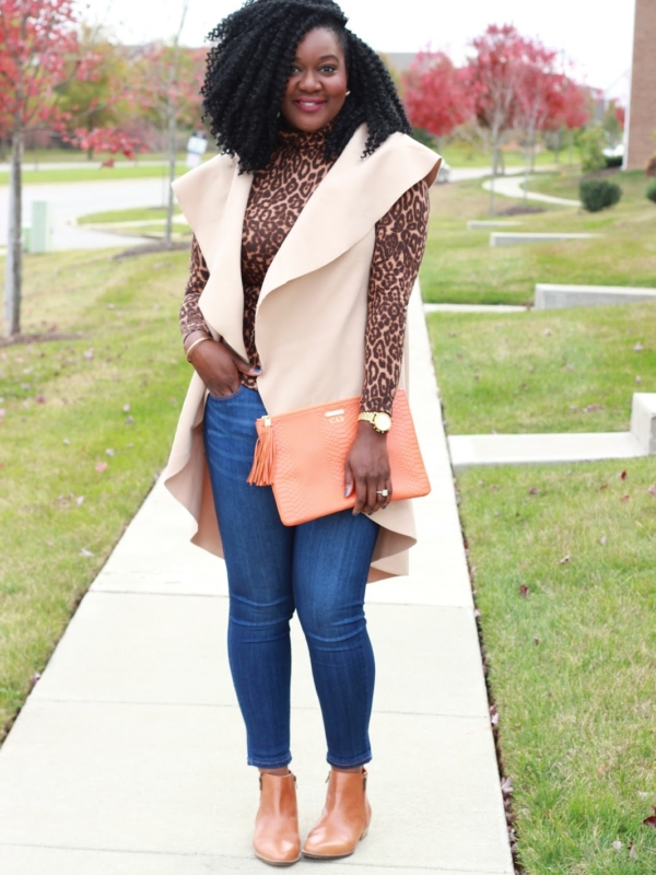 Leopard Turtleneck + Long Vest