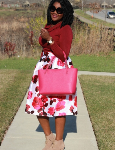 Oxblood Top + Floral Midi
