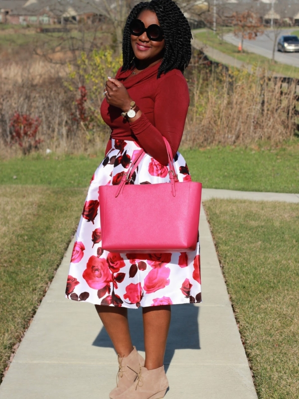 Oxblood Top + Floral Midi
